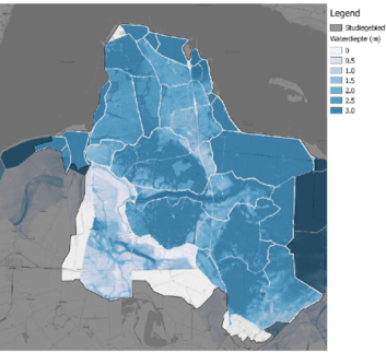 Flood risk map of the Kloosterzande area (in depth case of the pilot for Zeeland as a whole). Figure from Nelen & Schuurmans, 2018. 